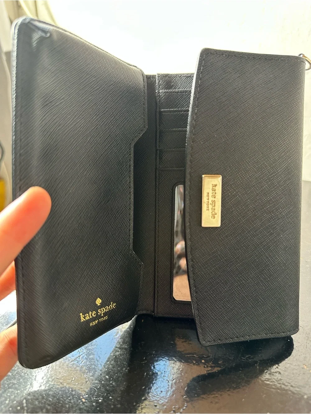 kate spade Black leather wallet and phone case